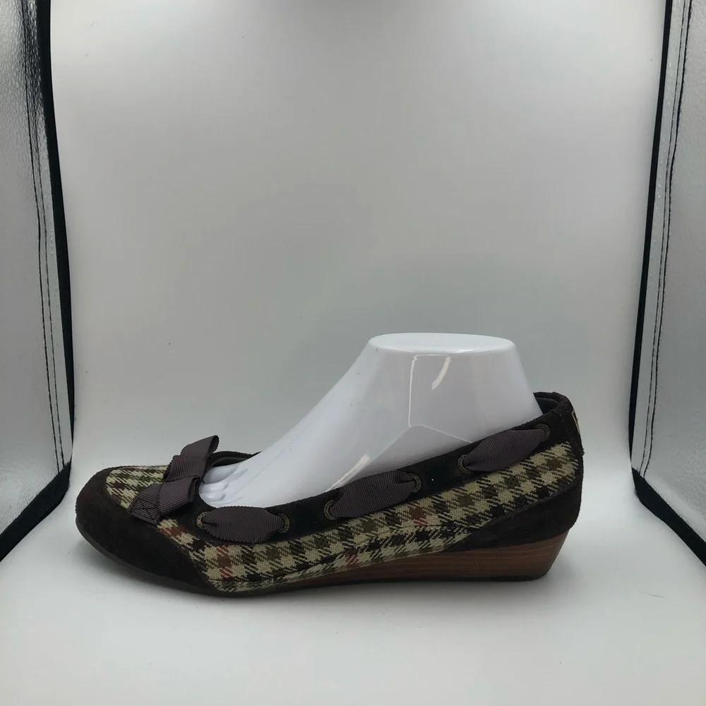 Sperry Brown Wedge Tweed Shoes Sz 8.5